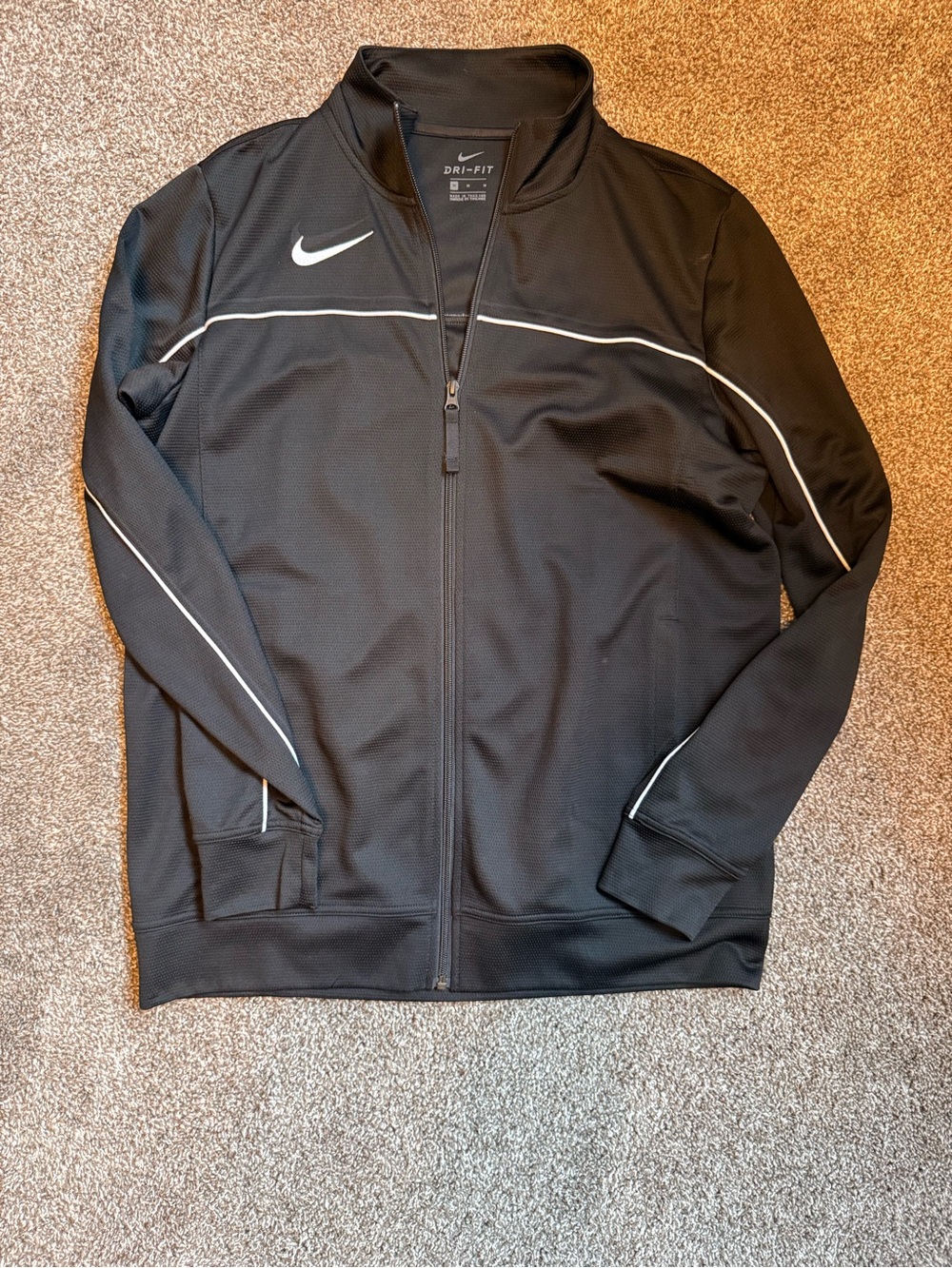 Nike Black Track Jacket with White Piping